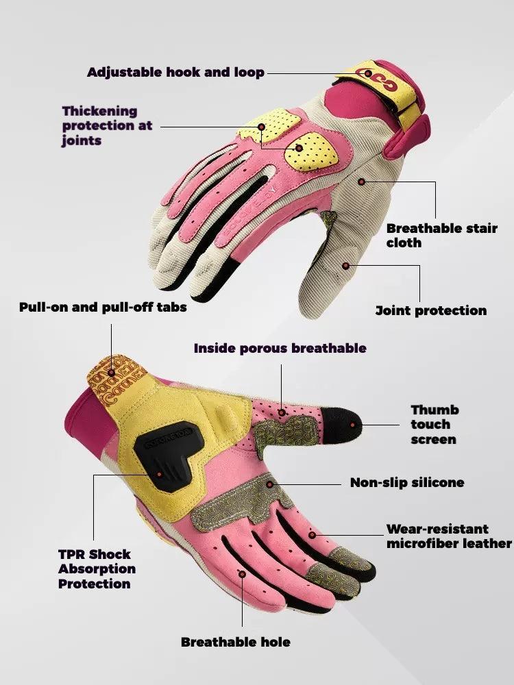Bean's Moto Booth ColorGuard™ summer sun protection breathable motorcycle gloves with padded palms and adjustable wrist strap.