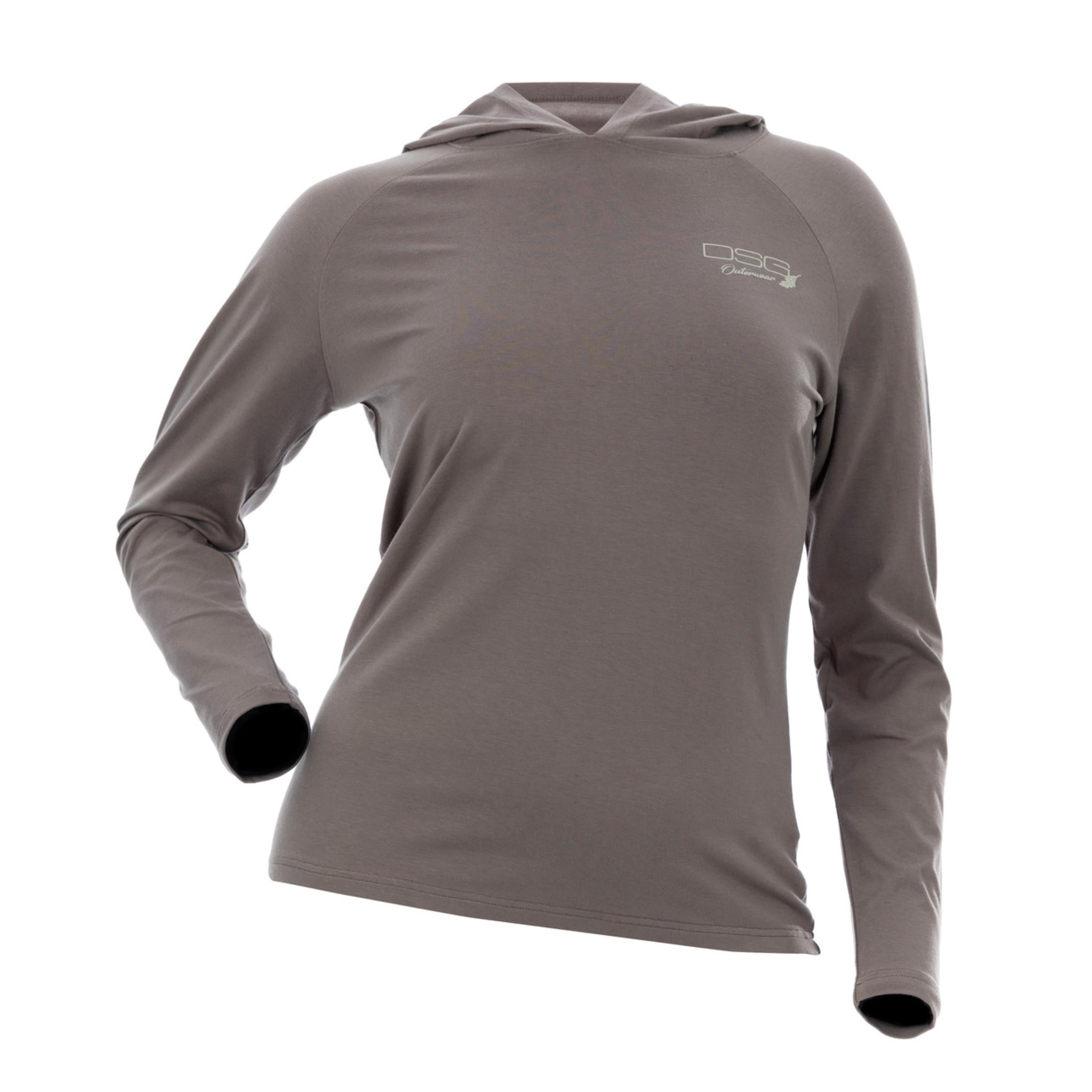 Bamboo hooded shirt by DSG Outerwear with UPF 30+ sun protection, featuring a comfortable fit and natural bamboo fabric.