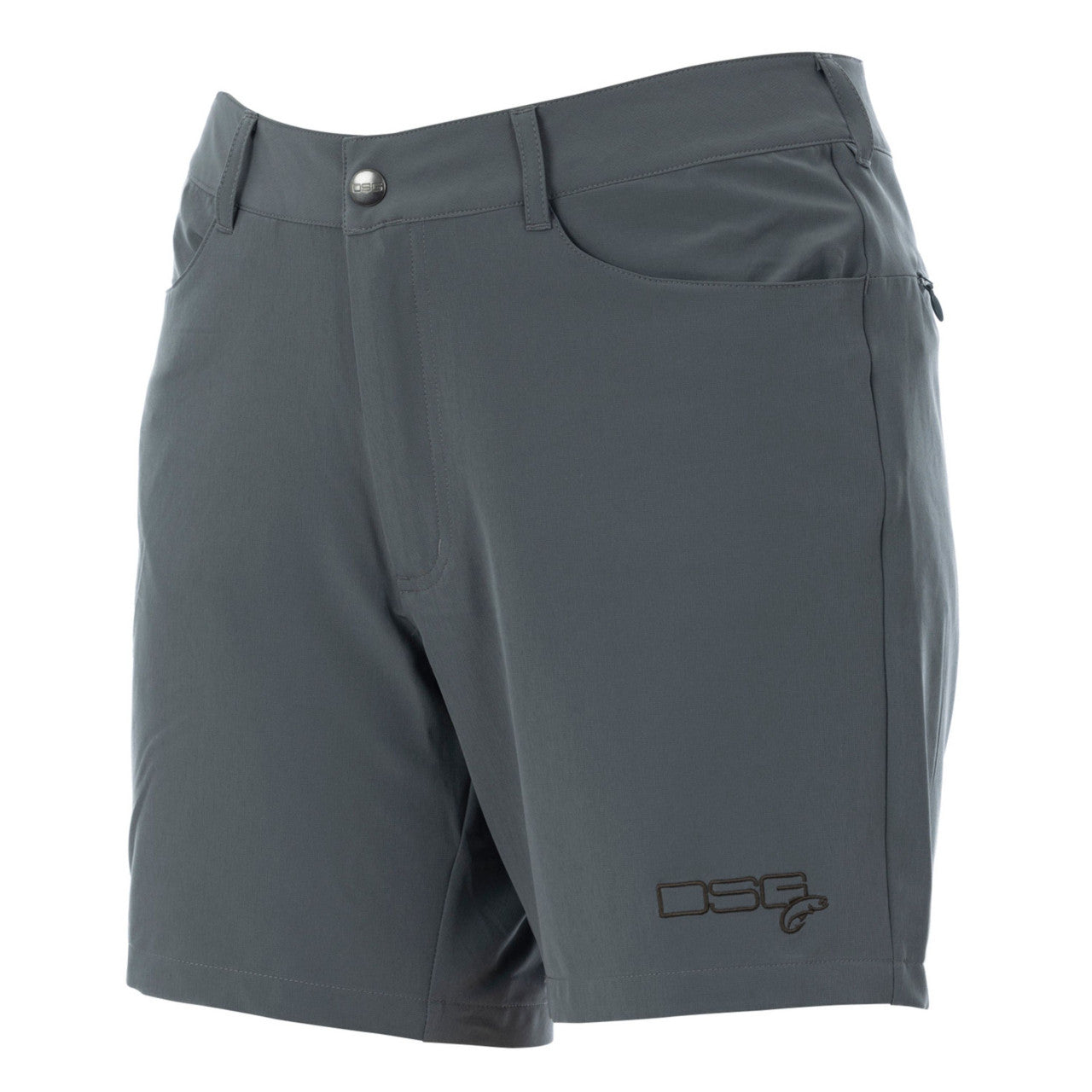DSG OUTERWEAR Jolene Dock Short with UPF 50+ in navy, lightweight fabric, and casual fit, shown on a model.
