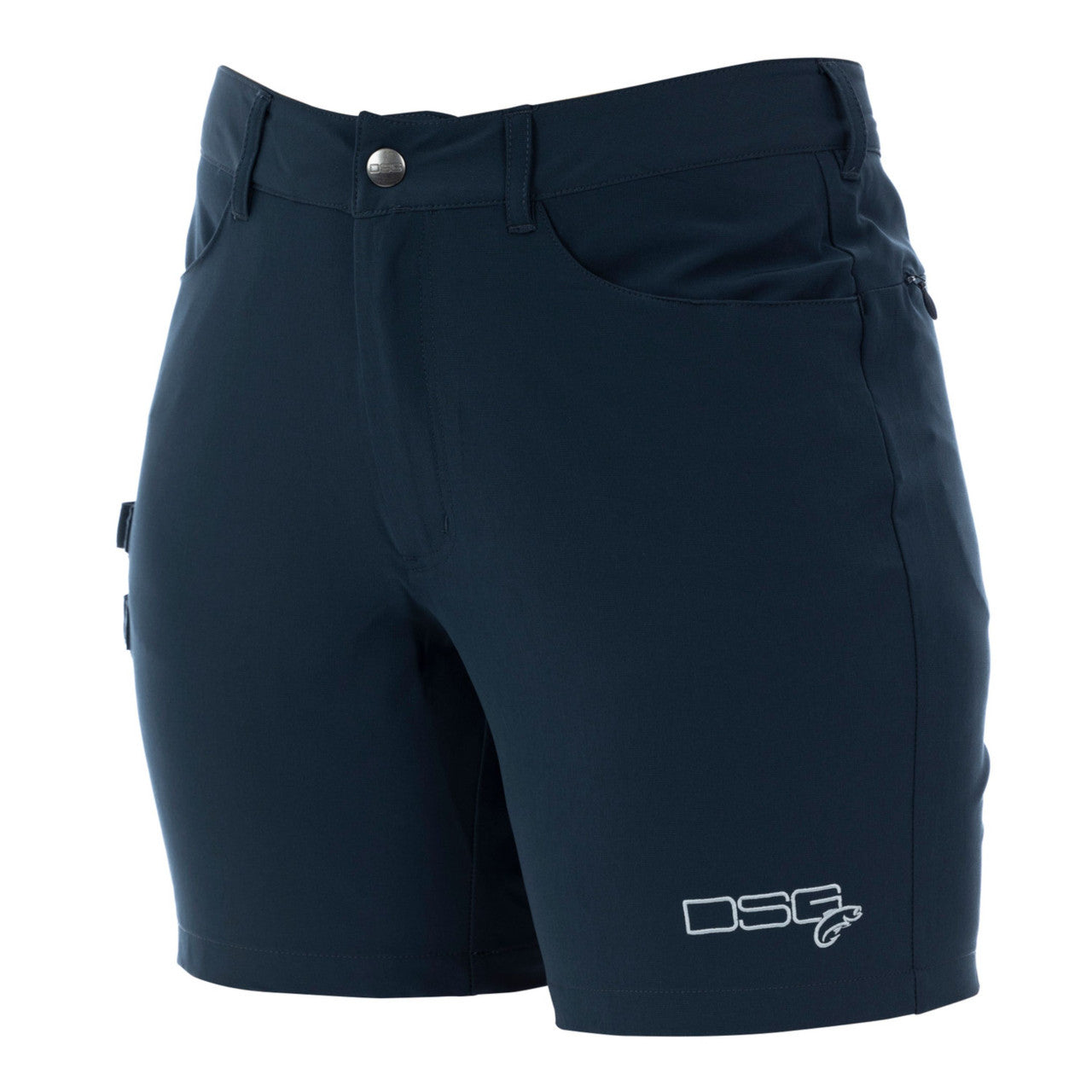 DSG OUTERWEAR Jolene Dock Short with UPF 50+ in dark denim, featuring a relaxed fit and rolled hem for casual summer wear.