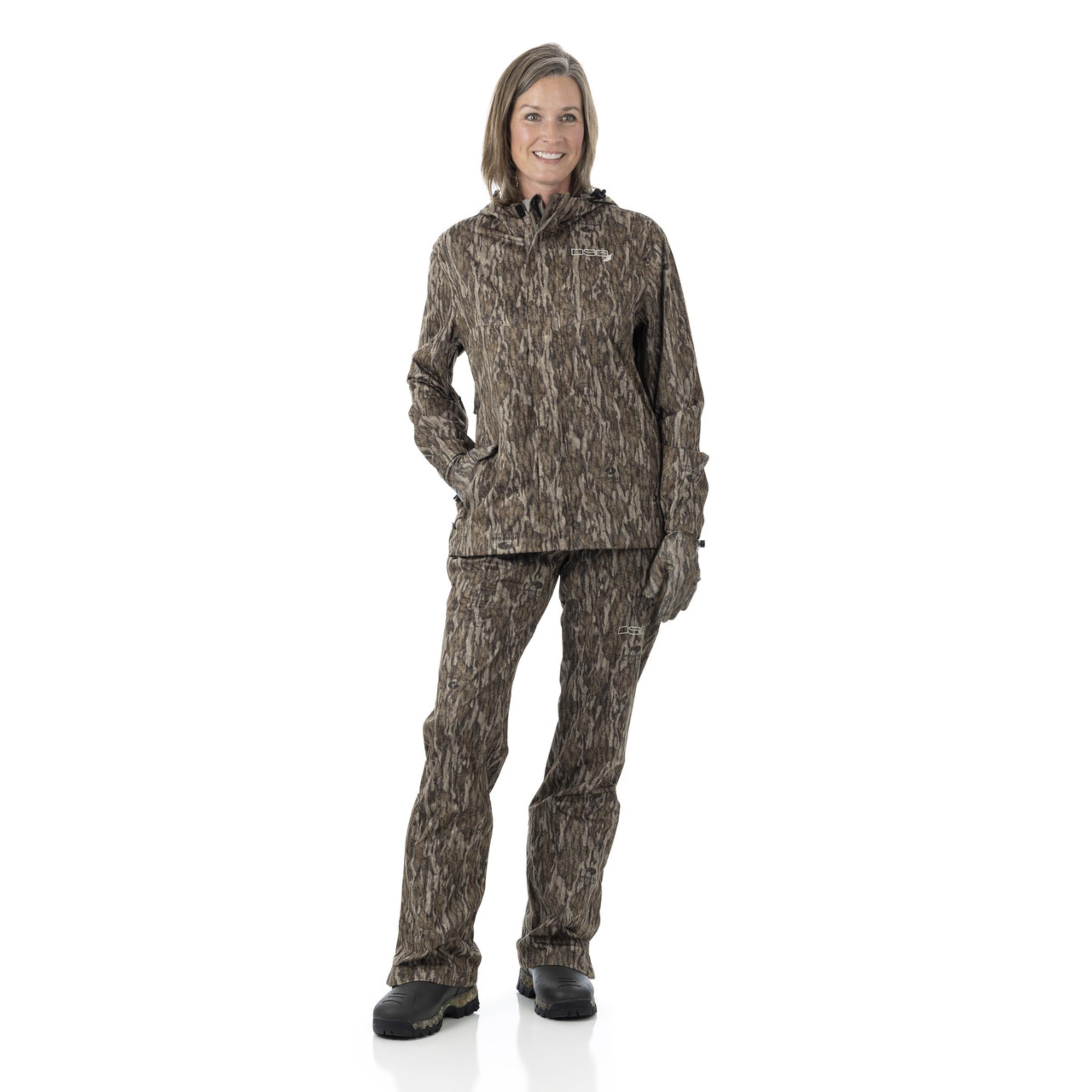 DSG OUTERWEAR Nova Rain Pant in black, waterproof outdoor pants with adjustable waistband and tapered fit for outdoor activities.