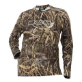 Long sleeve camo shirt by DSG Outerwear with UPF 50+ sun protection, featuring a green camouflage pattern and comfortable fit.