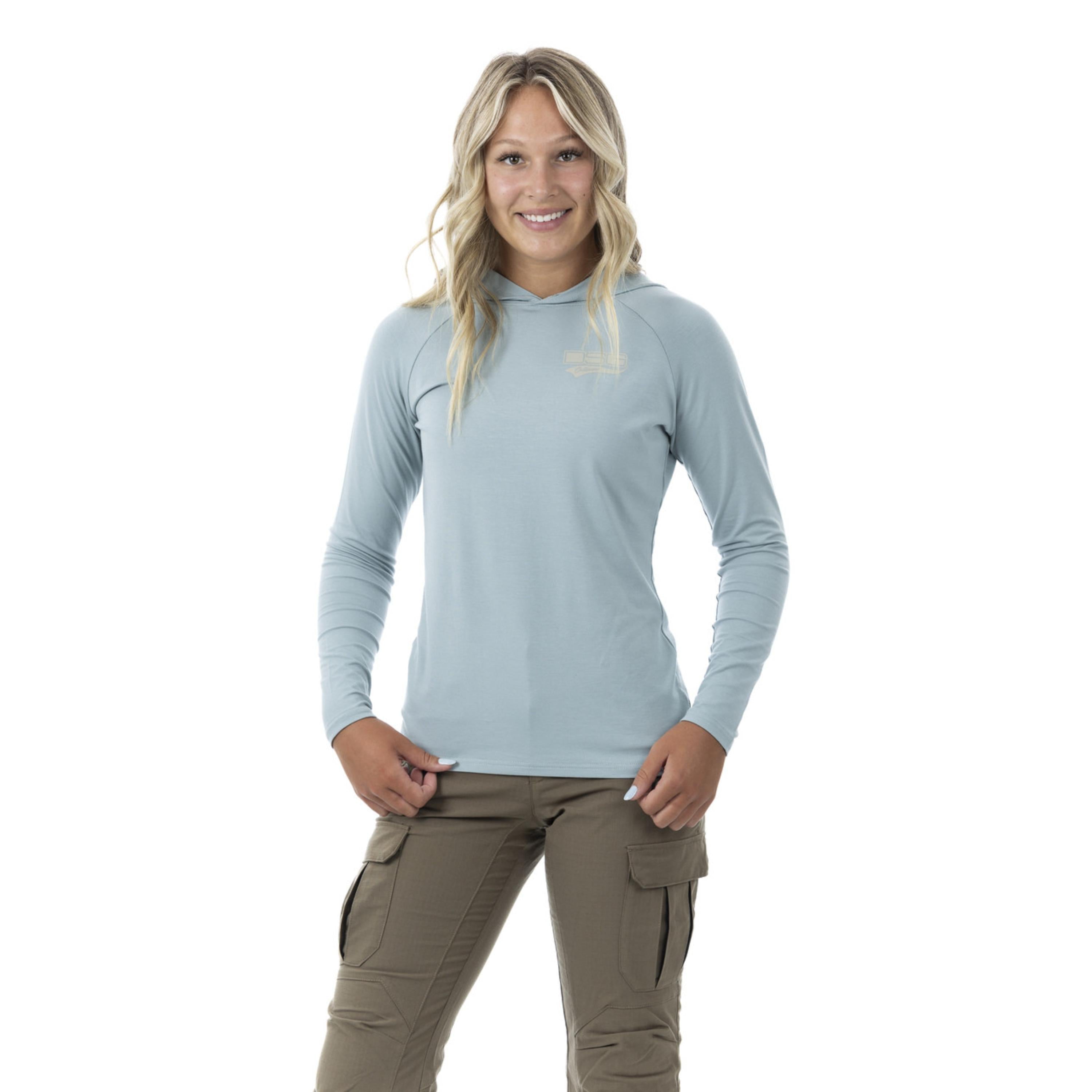 Bamboo hooded shirt by DSG OUTERWEAR with UPF 30+ protection, featuring a comfortable fit and natural bamboo fabric.