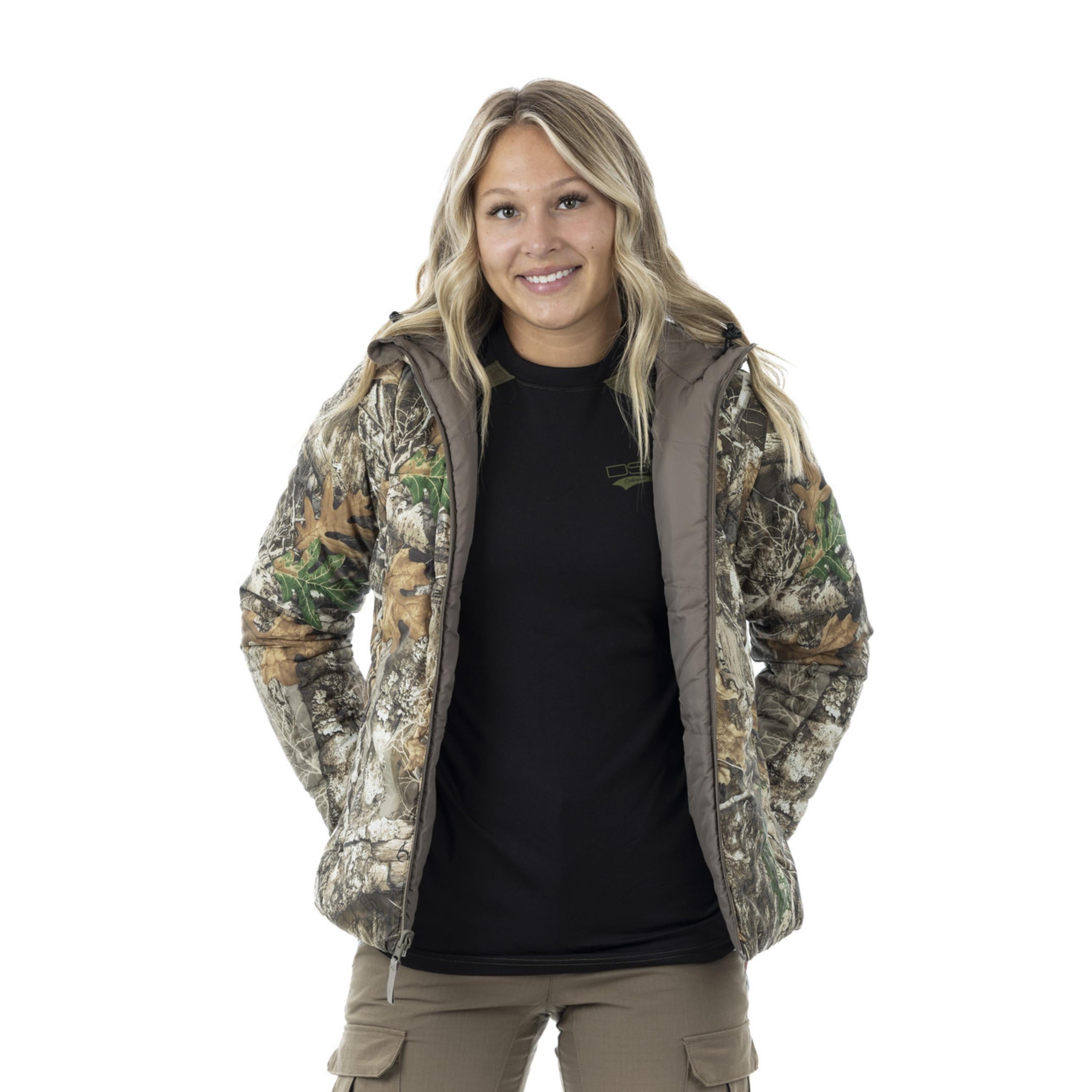 Reversible puffer jacket by DSG Outerwear featuring quilted design and two-tone color options for versatile winter wear.