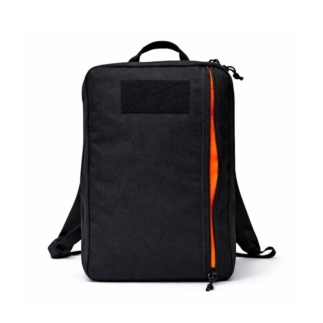 Black Recycled Firefighter 24 Hour PLUS Backpack with multiple compartments and padded straps for comfortable carrying.