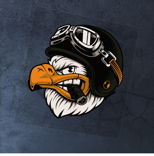 Eagle Soars Across the Sky decor sticker by Bean's Moto Booth showing a detailed eagle in flight over a blue sky.