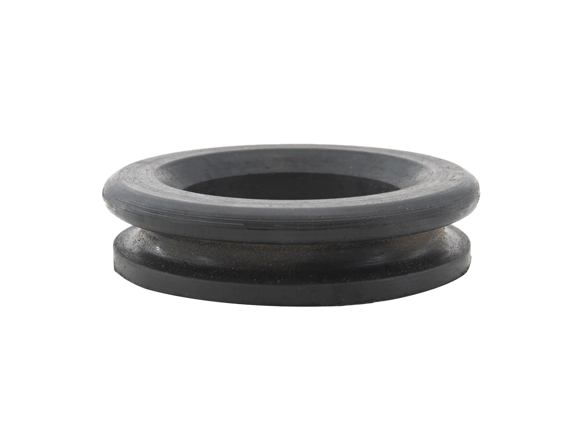 Cleaned image of a GoWesty plastic fuel filler grommet with a neck, designed for vehicle fuel tank access.