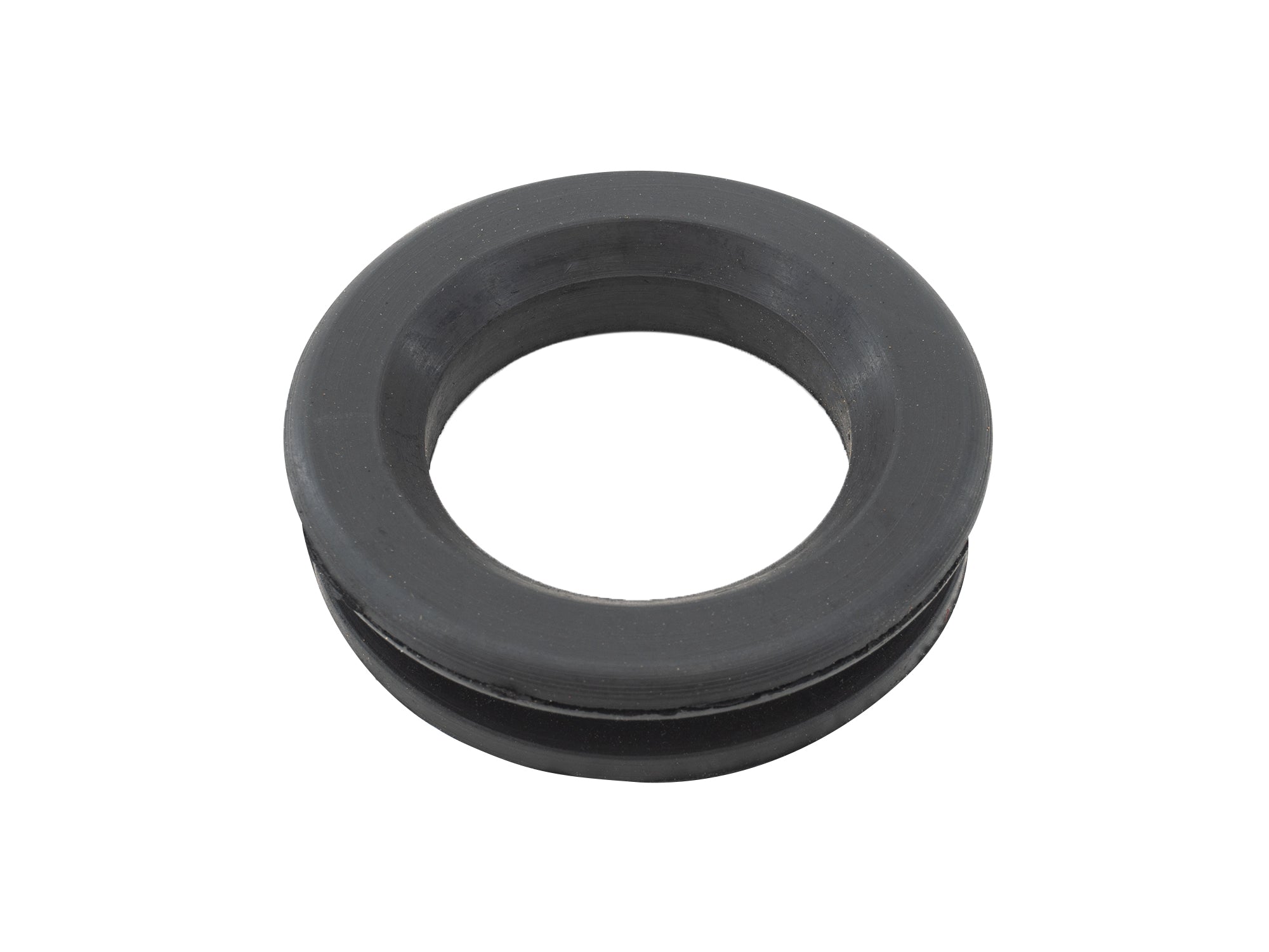 GoWesty Fuel Filler Grommet (Plastic Neck) showing a close-up of the clean, black plastic grommet for vehicle fuel filler neck replacement.