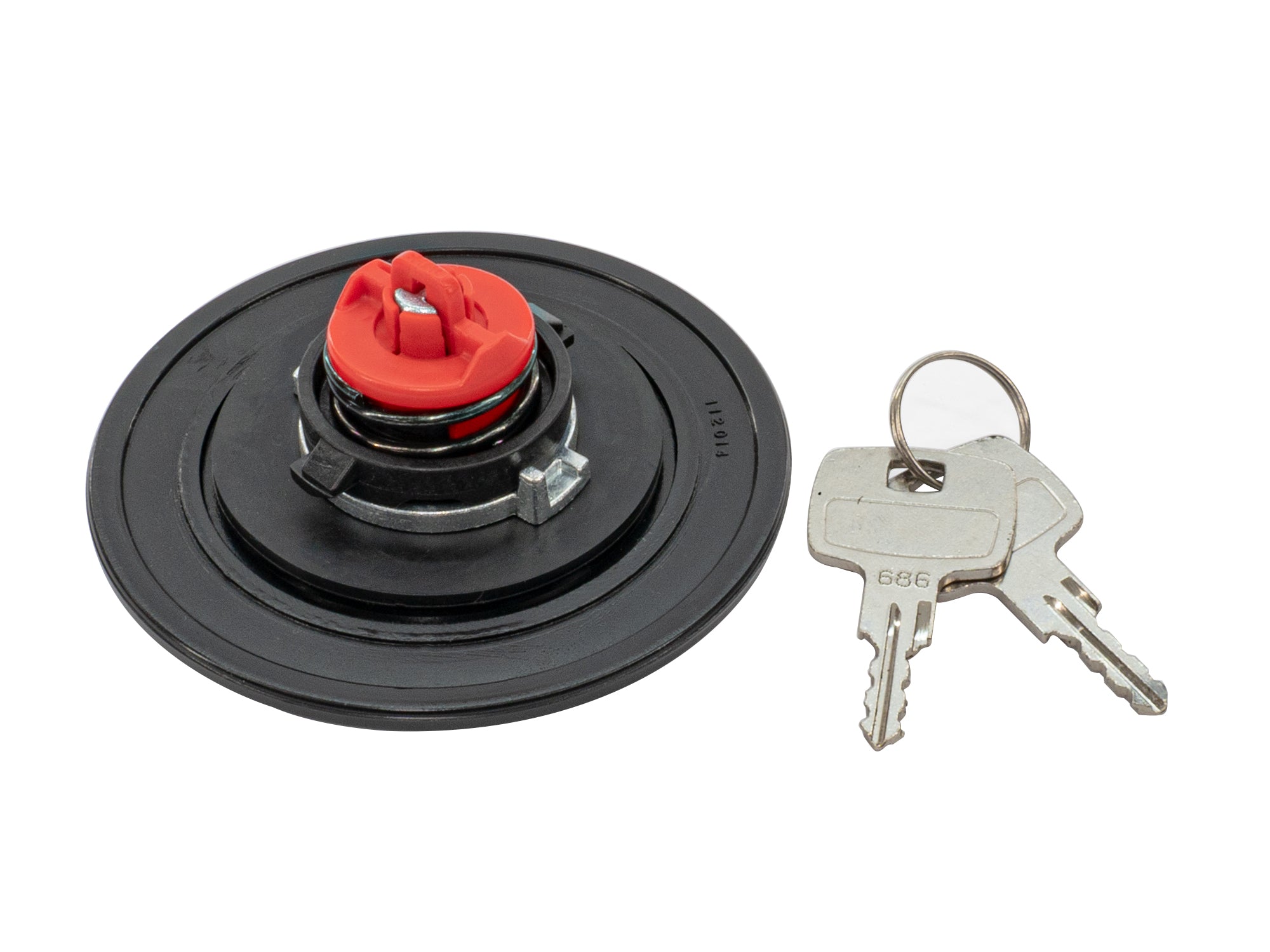 GoWesty locking gas cap for Vanagon 2WD, featuring a durable metal design with a secure locking mechanism.