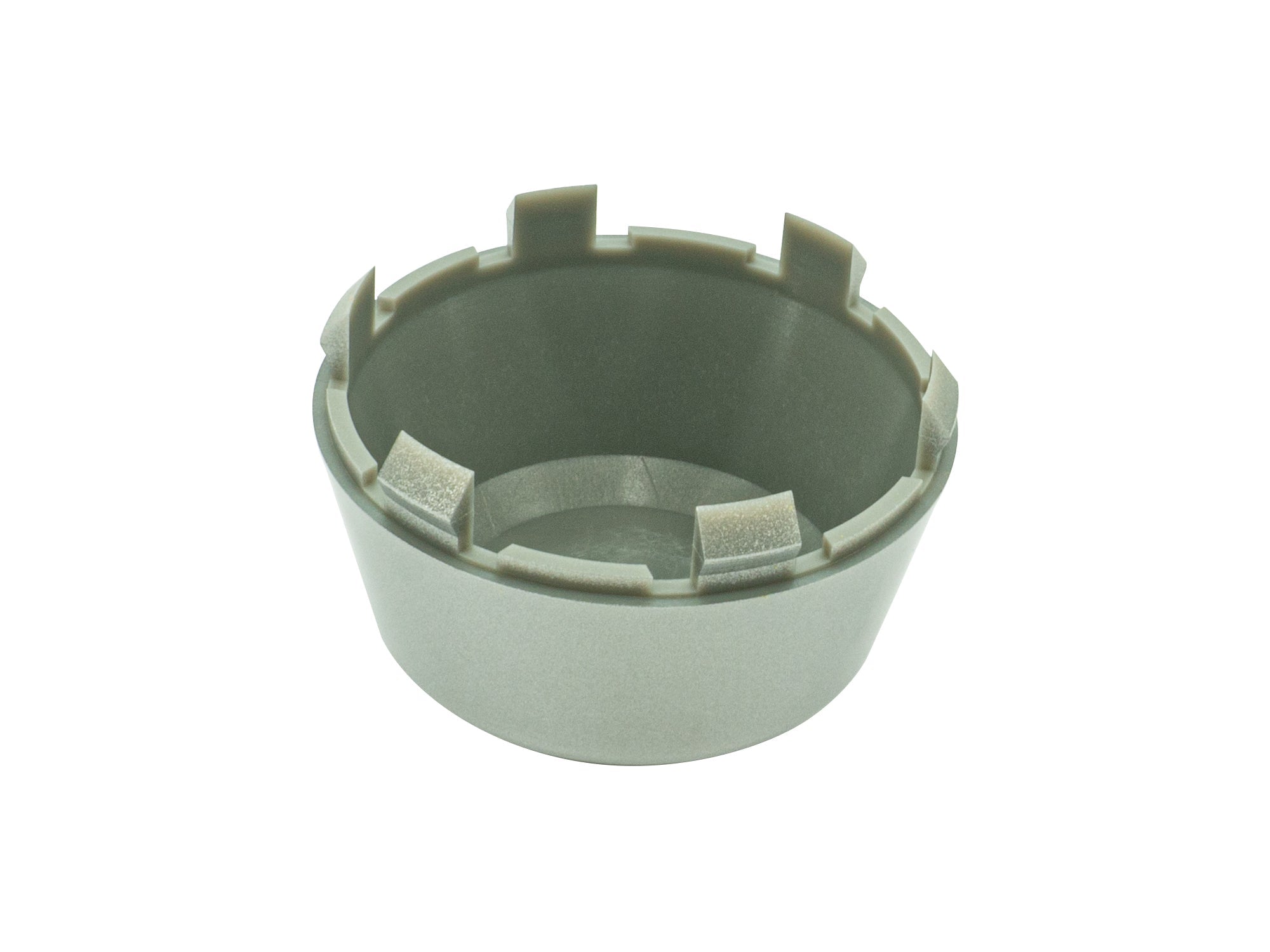 GoWesty center hubcap for factory alloy wheels, round silver cover with GoWesty branding and detailed design.