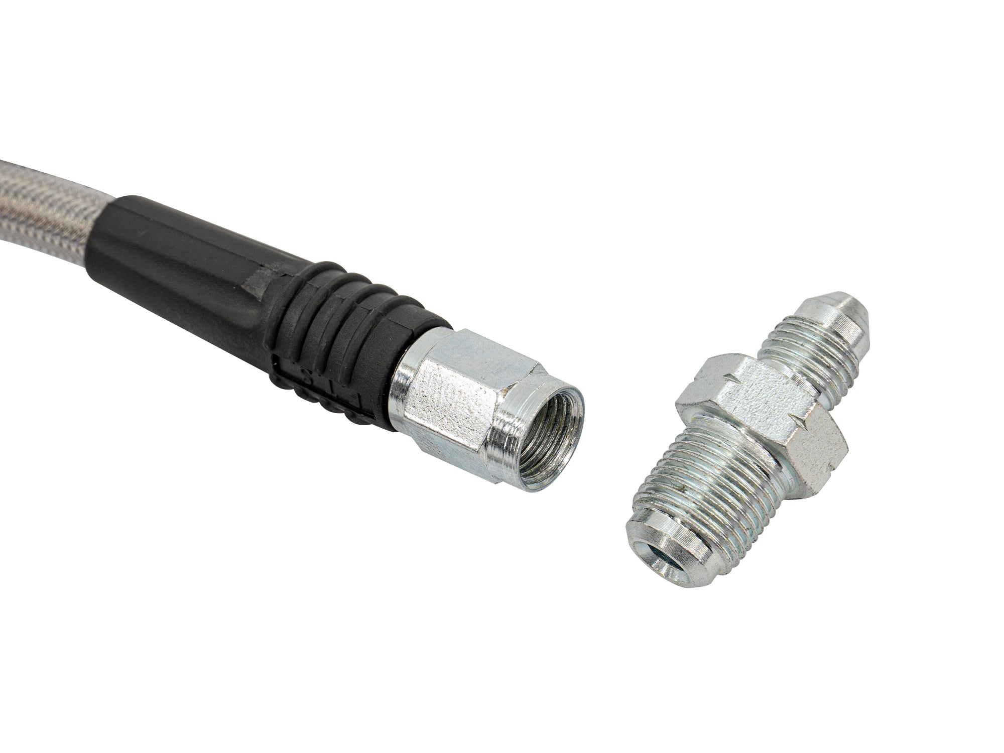 GoWesty clutch slave cylinder hose with detailed adapter for 2WD vehicles, showing the hose and connection fittings.