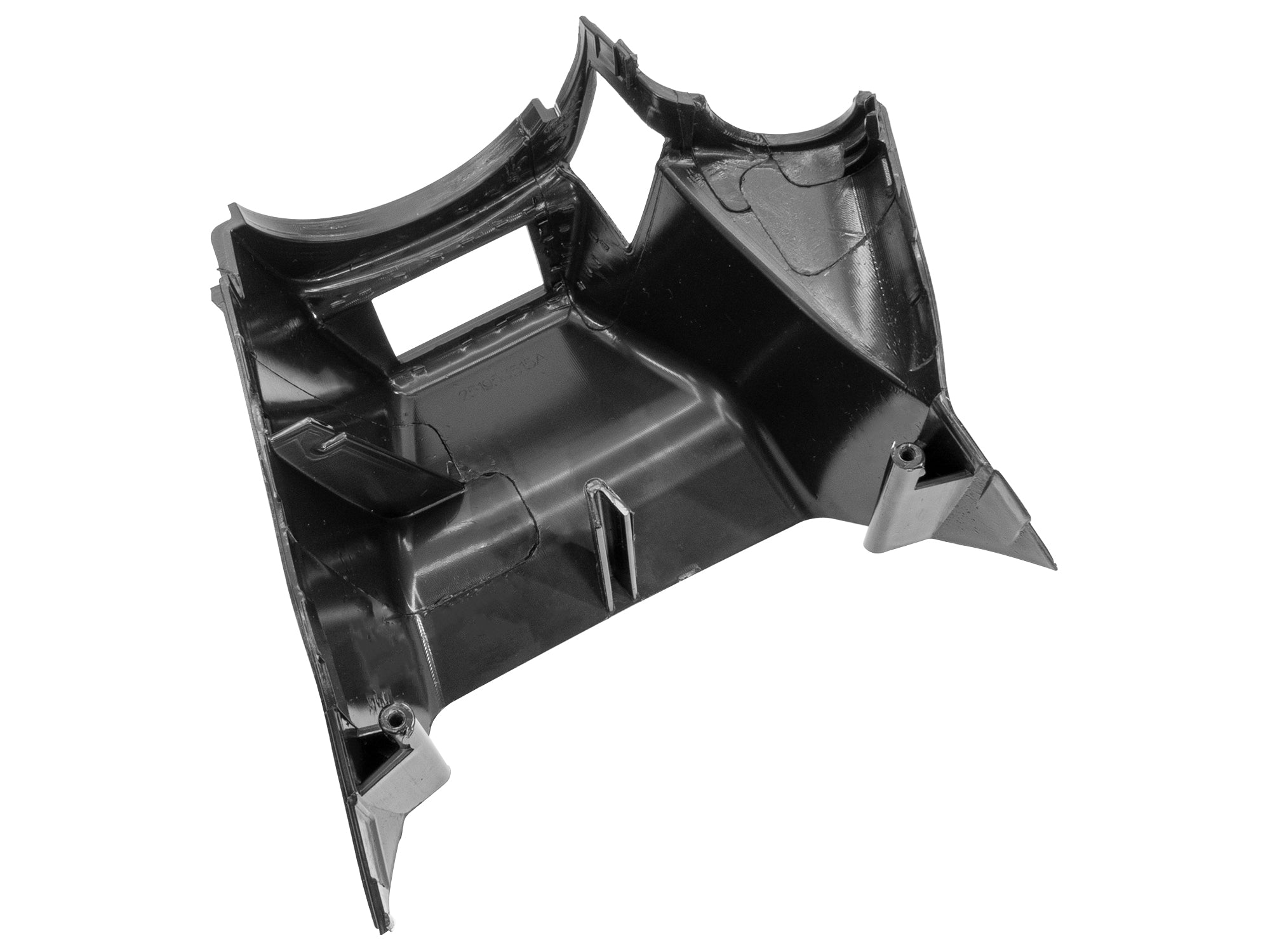 GoWesty upper steering column trim, close-up view showing sleek black finish and precise fit for vehicle interior enhancement.