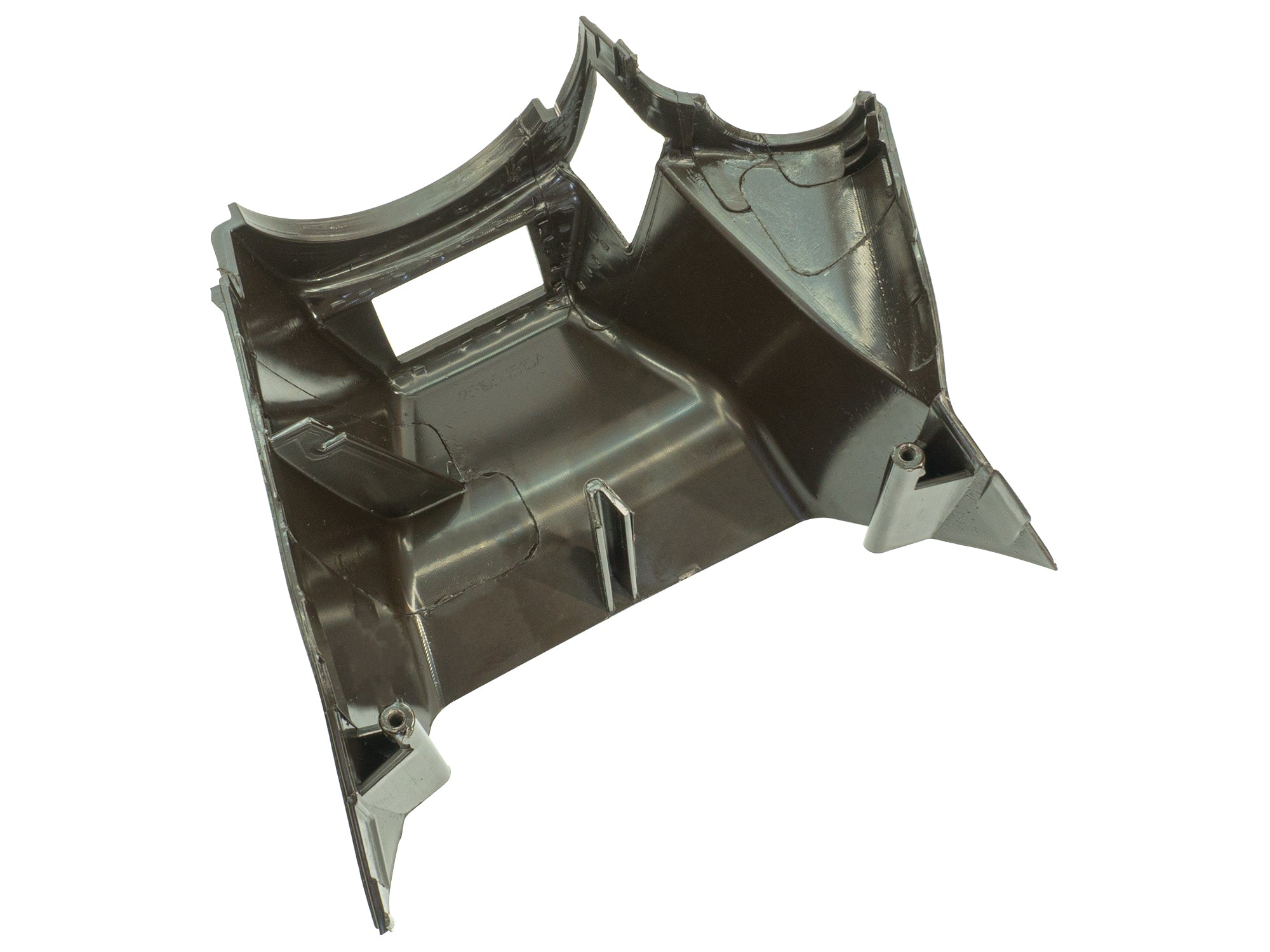 Upper steering column trim by GoWesty, showing the sleek, black plastic cover with textured finish for a clean dashboard look.