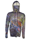 Green and brown graphic fishing hoodie from Sunpro by Cognito Brands, Inc., featuring a detailed fishing-themed design on the front.