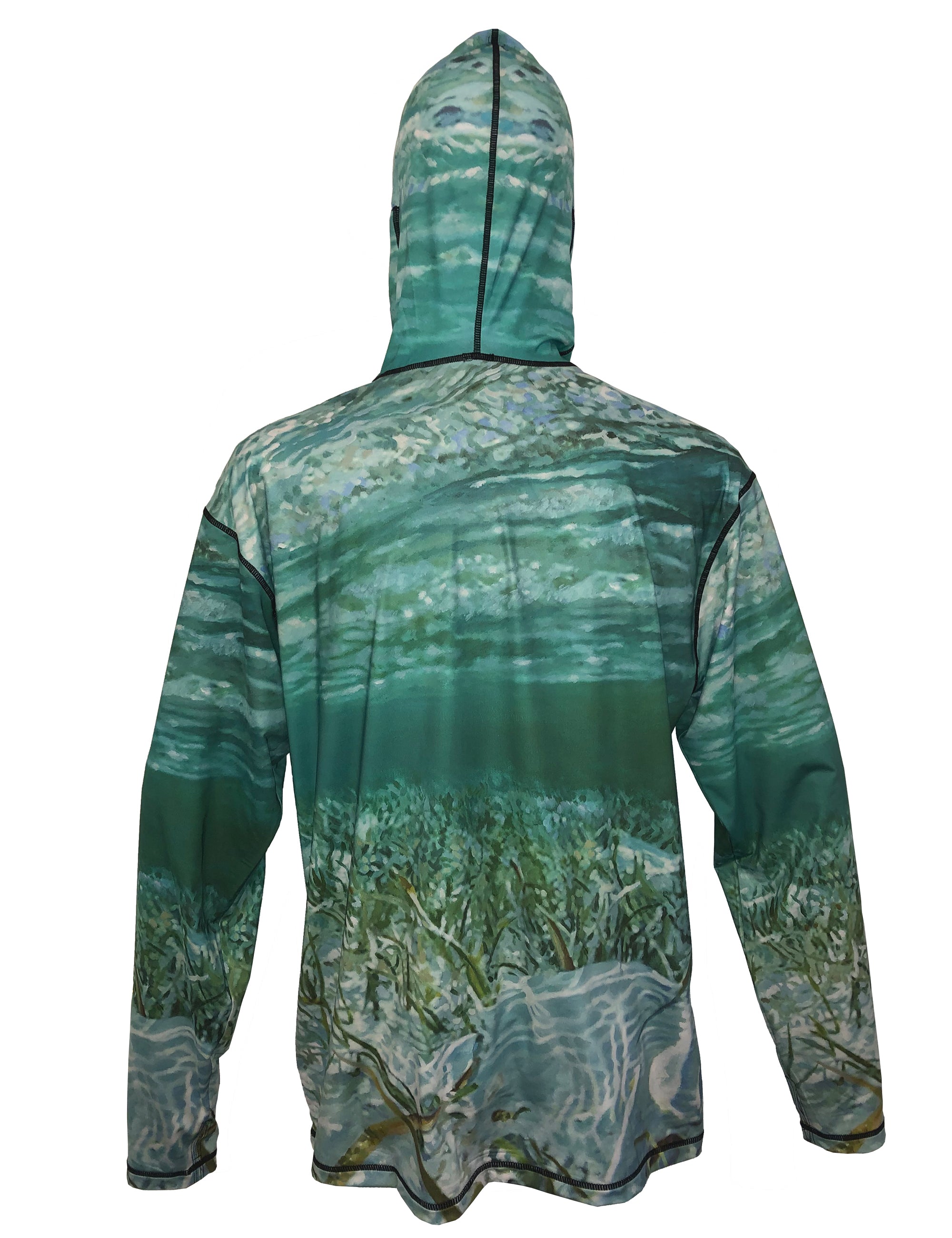 Sunpro Hoodie by Cognito Brands featuring a permit graphic design on the back, ideal for fishing enthusiasts.