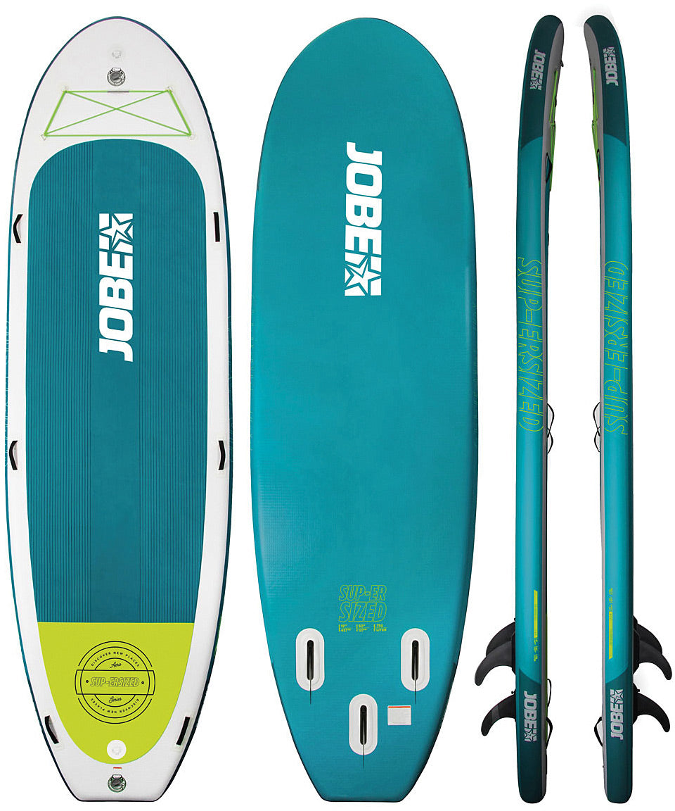 Backcountry Sportsman Sup'ersized Aero Sup 15.0 teal paddle board on water, showcasing its large size and sleek design.