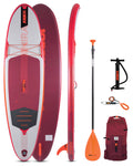 Backcountry Sportsman Mira 10.0 inflatable paddle board on water, showing a sleek, durable design with a paddle attached.