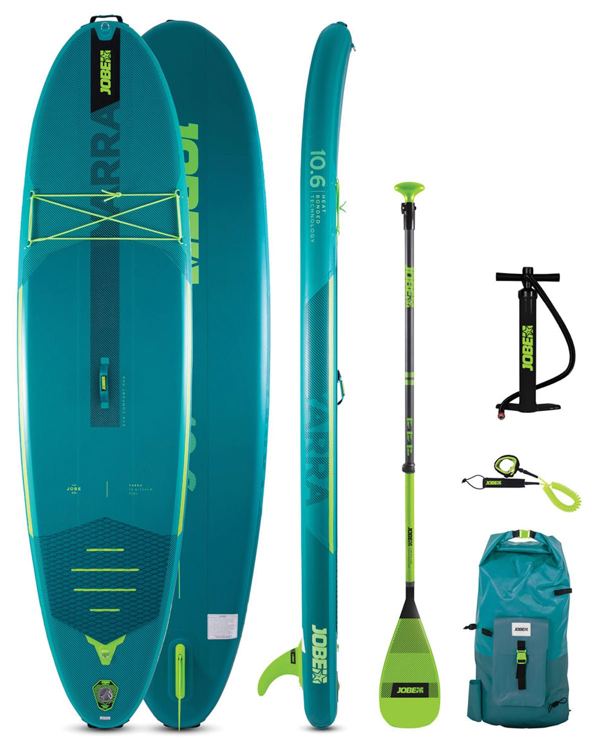 Backcountry Sportsman Yarra 10.6 teal inflatable paddle board on water, showing its sleek design and vibrant color