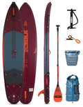 Backcountry Sportsman Adventure Duna SUP 11.6 inflatable paddle board on water, showing its sleek design and sturdy build.
