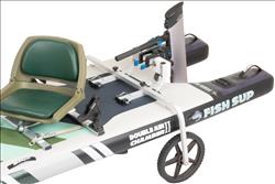 Backcountry Sportsman FishSUP™ inflatable fishing paddleboard with Watersnake motor package, featuring a wide deck and fishing accessories.