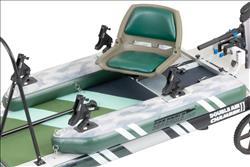 Backcountry Sportsman FS1210 FishSUP inflatable paddleboard with swivel seat fishing rig on water, ready for fishing adventures.