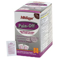 Box of Pain-Off Extra-Strength Pain Relief medicine with 500 capsules, featuring blister packs and packaging details.