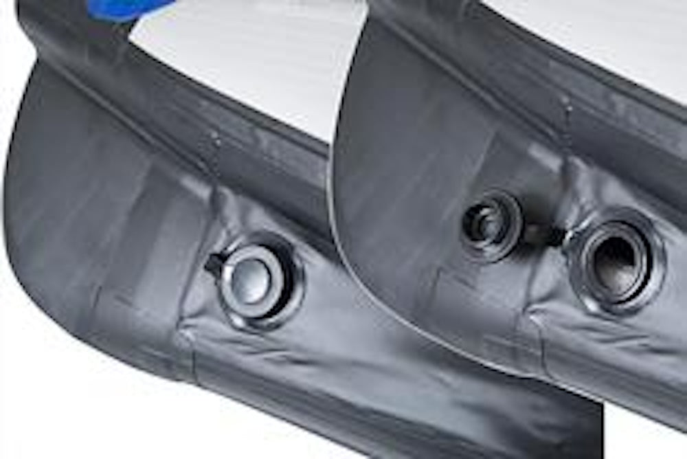 Backcountry Sportsman RazorLite™ inflatable kayak on water, showing its compact design and durable construction.