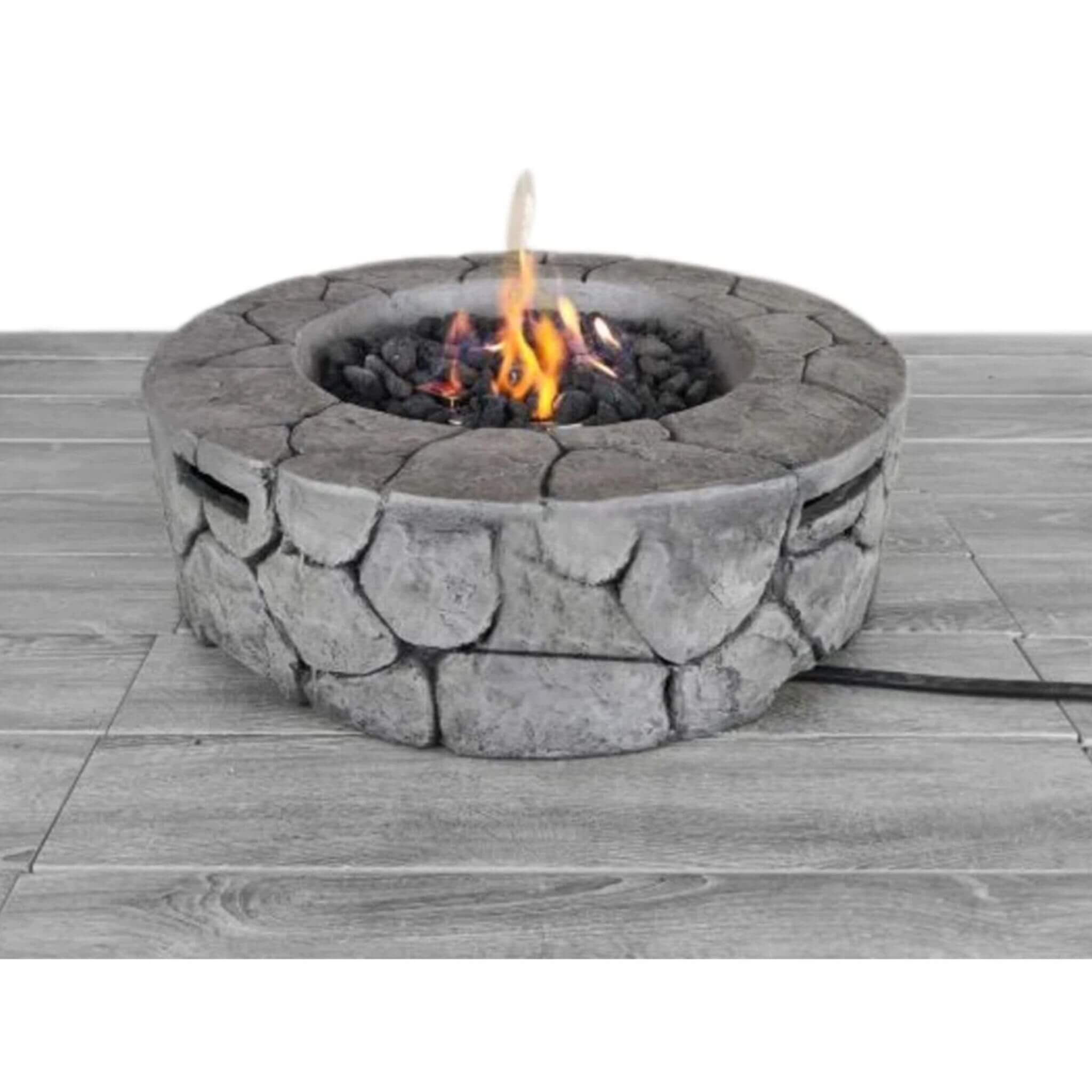 Alora 28-Inch Stone Gray Outdoor Fiber Reinforced Concrete Propane Fire Pit (SAK16725) - We The Collective