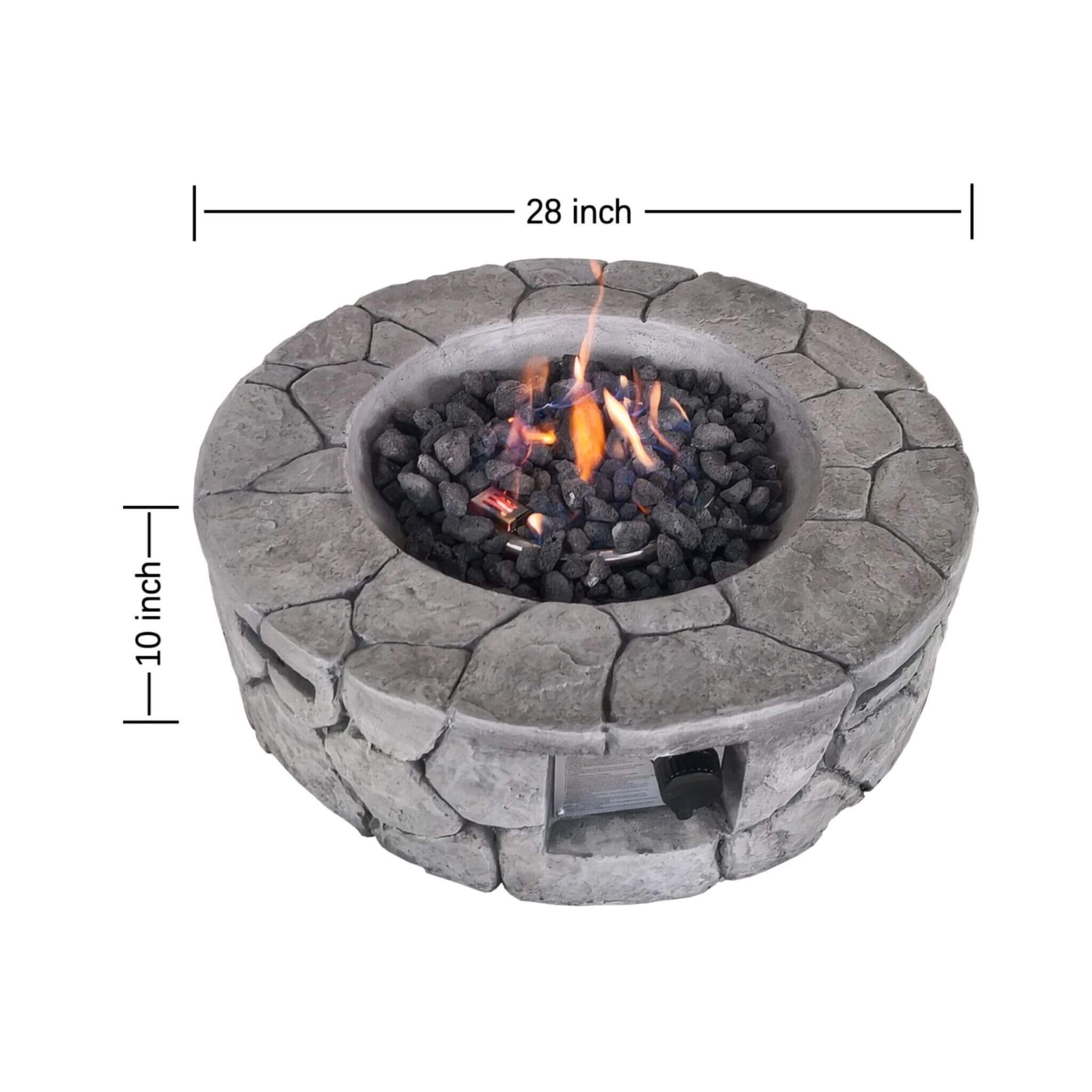 Alora 28-Inch Stone Gray Outdoor Fiber Reinforced Concrete Propane Fire Pit (SAK16725) - We The Collective