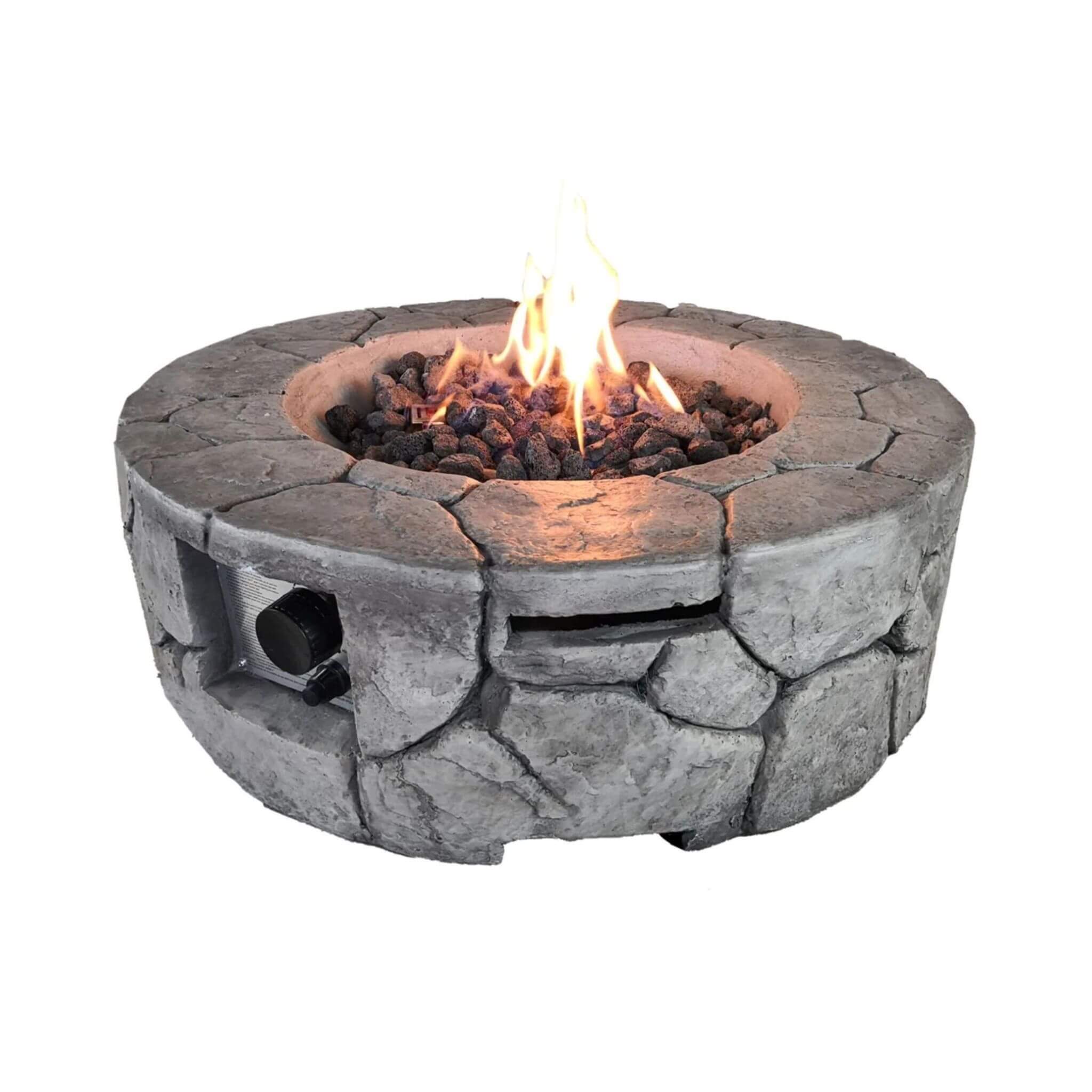 Alora 28-Inch Stone Gray Outdoor Fiber Reinforced Concrete Propane Fire Pit (SAK16725) - We The Collective
