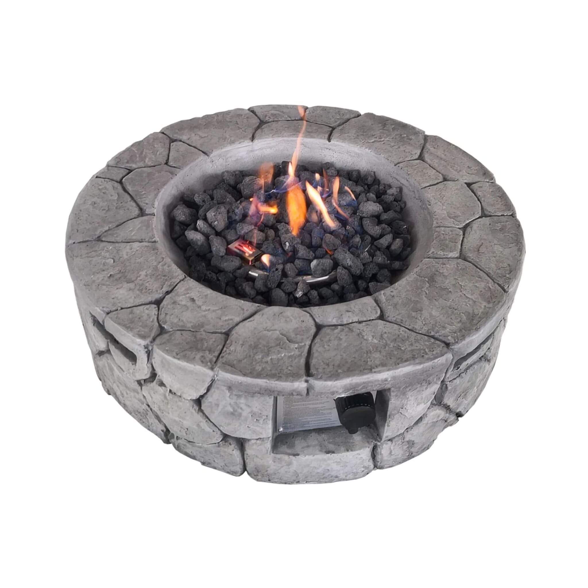 Alora 28-Inch Stone Gray Outdoor Fiber Reinforced Concrete Propane Fire Pit (SAK16725) - We The Collective