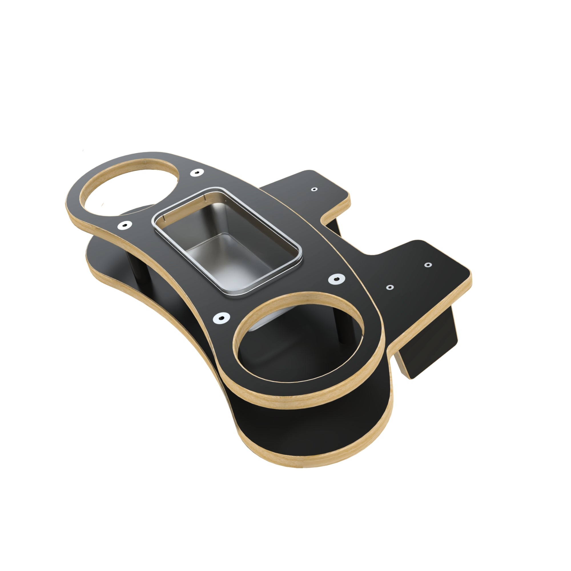 Sprinter Cupholder Tray by The Van Mart, featuring multiple cup slots and a sleek design for 2019+ models.