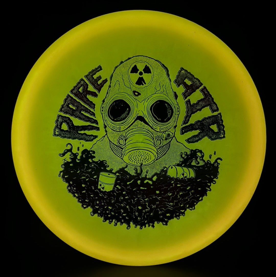 Color Lunar Recon Mortar F2 disc golf disc by Rare Air Discs with Radioactive Man stamp, featuring vibrant lunar-inspired design.