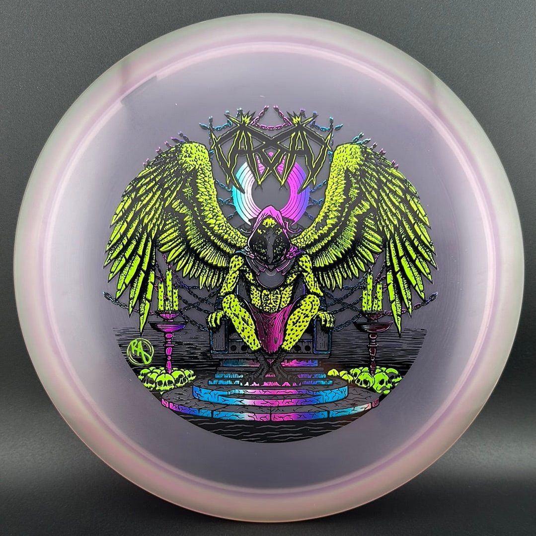 CryZtal Buzzz disc golf disc by Rare Air Discs featuring Karudi the Overseer design from Cult of RAD.