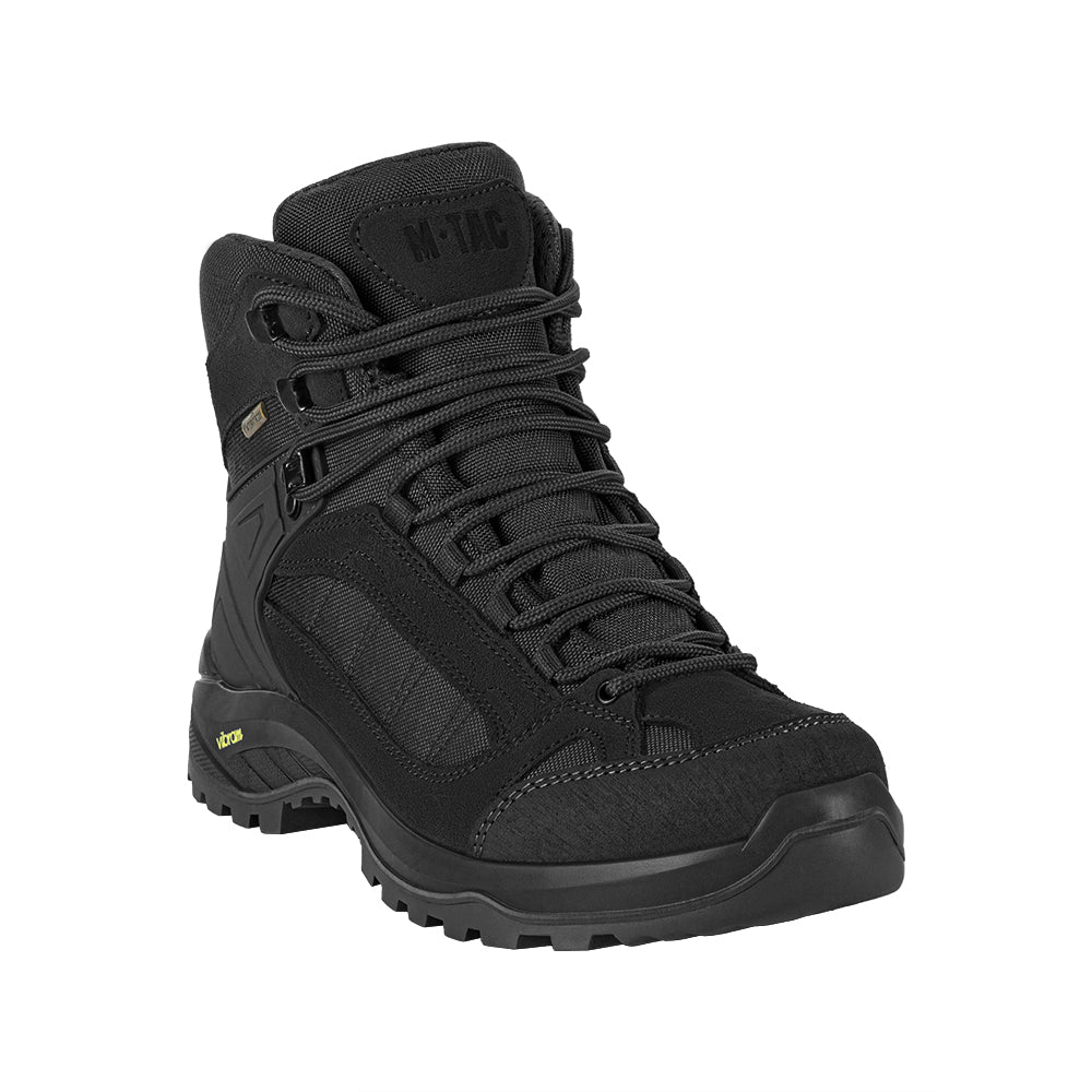 M-TAC Demi-Season Tactical Boots in black, featuring durable leather and rugged sole suitable for tactical and outdoor use.