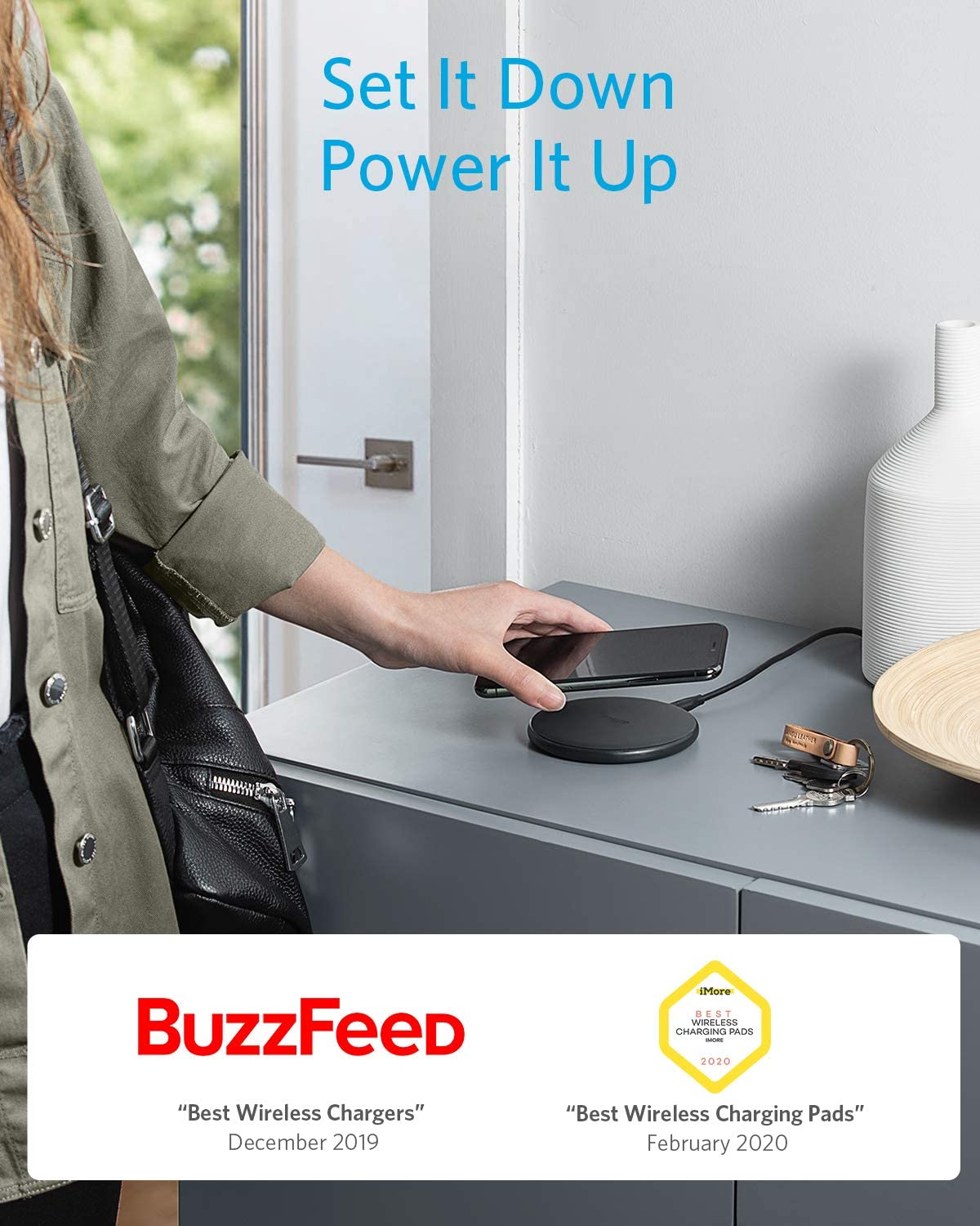 Anker 313 Wireless Charger pad with a sleek design, perfect for fast and efficient charging of compatible devices.