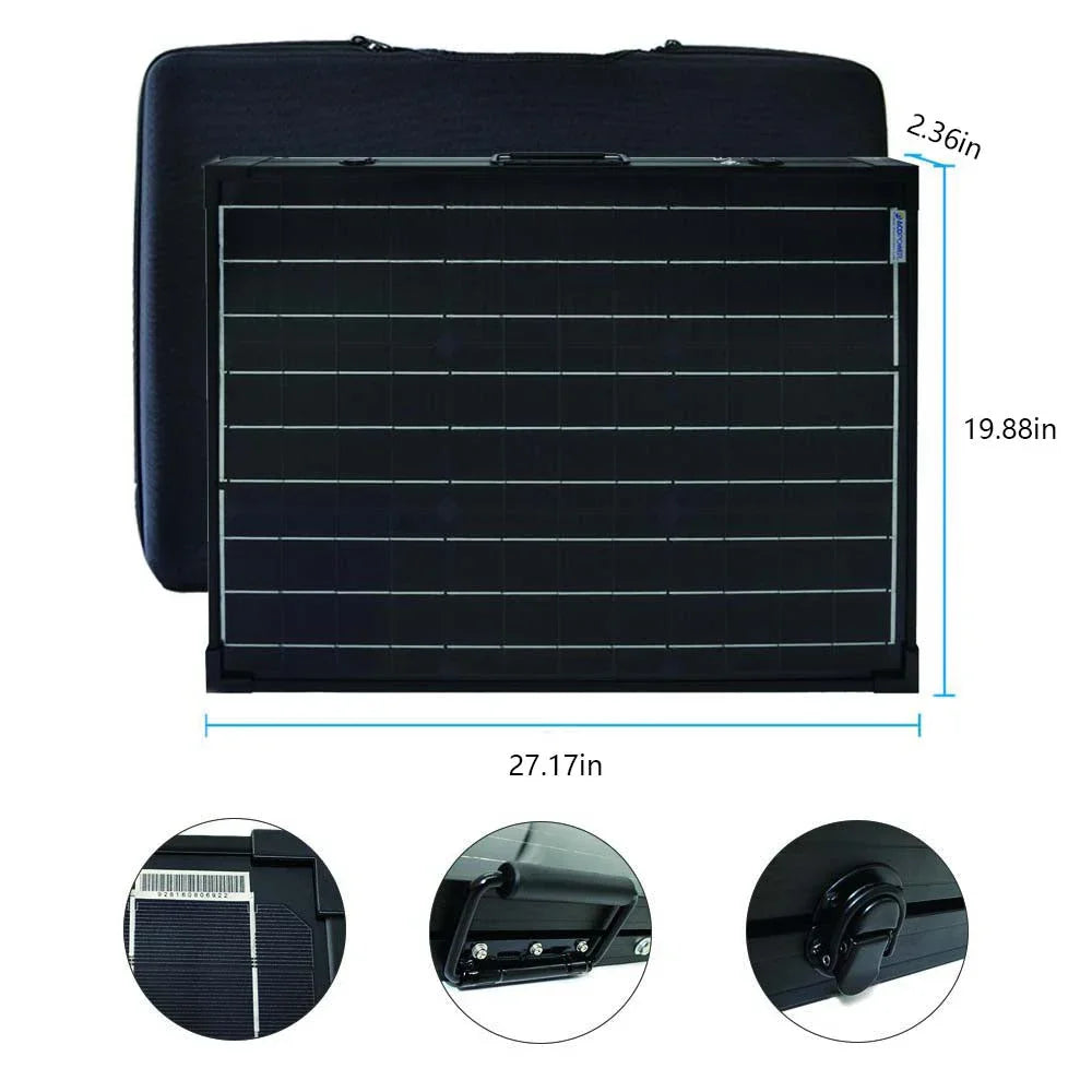 ACOPower 100w 12v Portable Solar Panel kit, Foldable Mono Suitcase, proteusX Waterproof 20A Charge Controller - We The Collective
