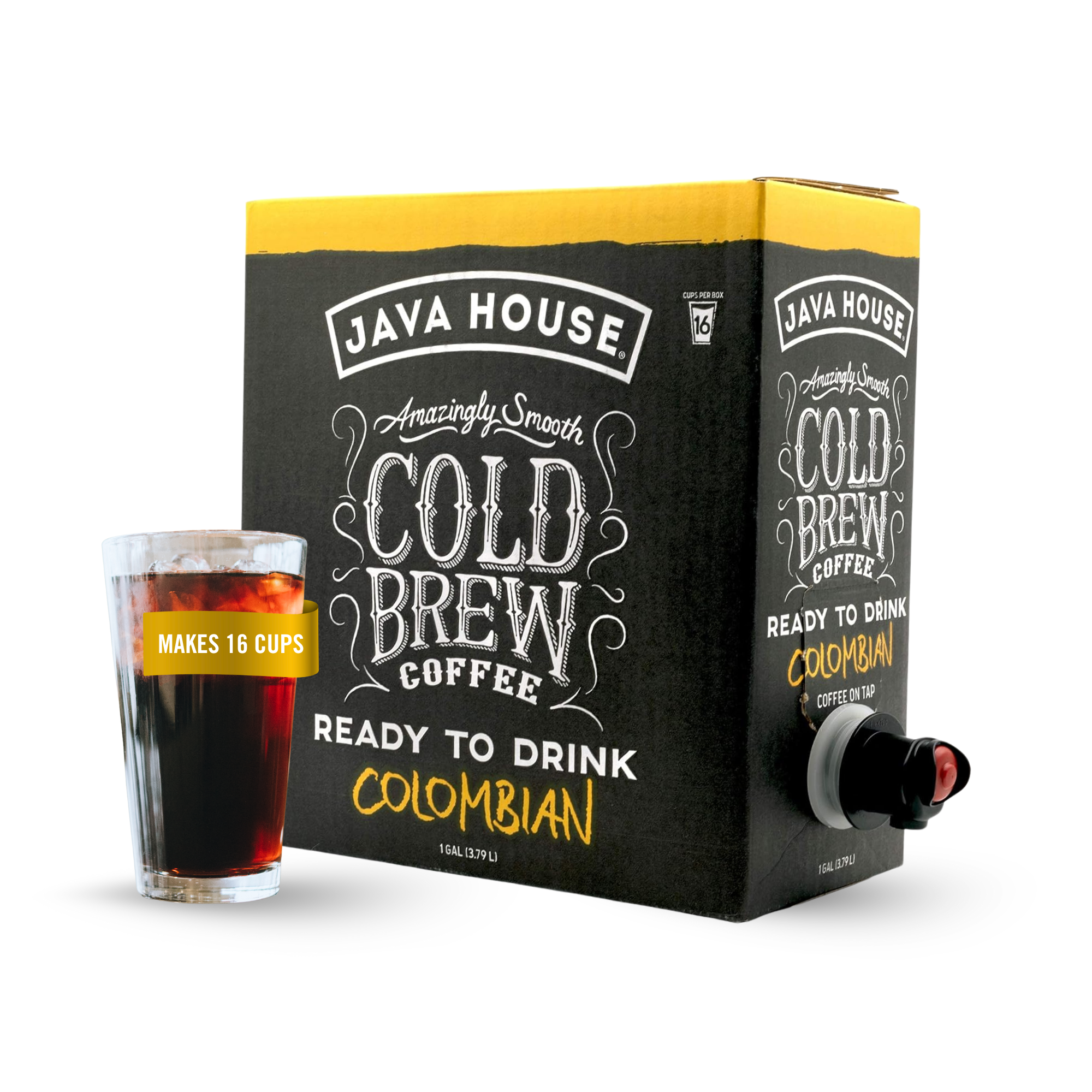 Cold brew on tap from Java House, Colombian coffee in a sleek dispenser with a glass pitcher, ready to serve.