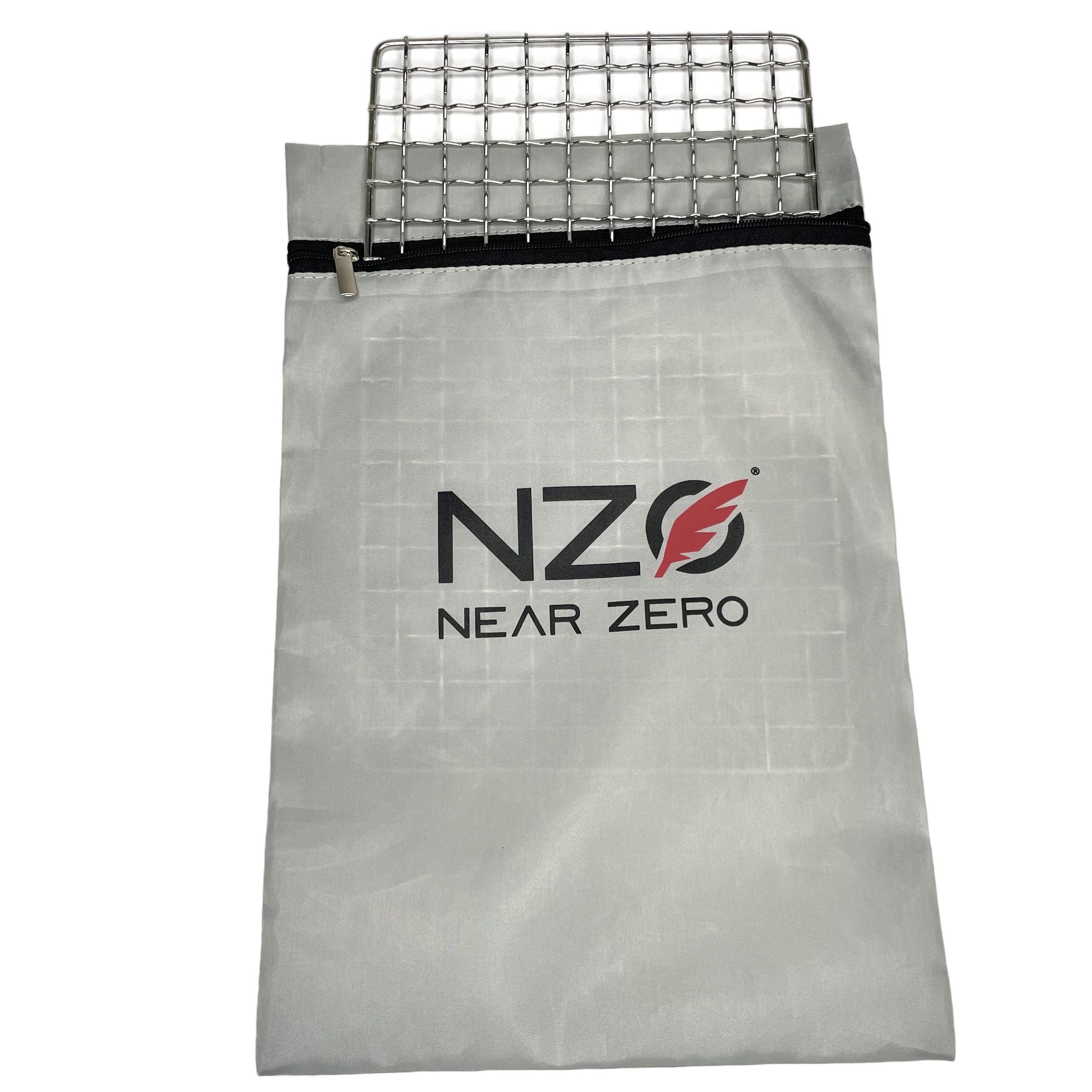 Stainless steel grill from Near Zero Outdoor Gear, showcasing a compact design ideal for camping cookware and dinnerware.