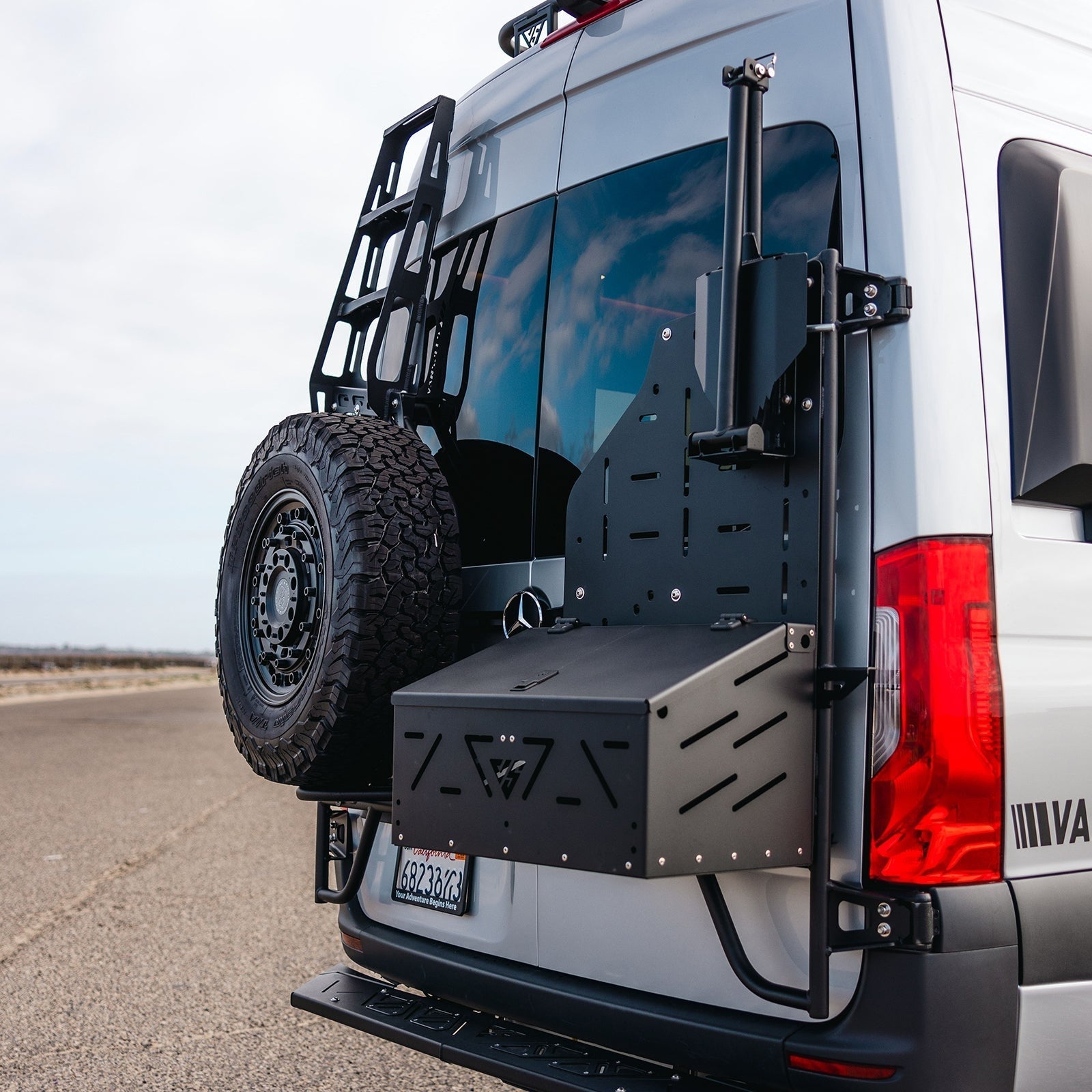 Sprinter Mule Carrier by The Van Mart, showcasing a strong, durable exterior part designed for efficient van storage.