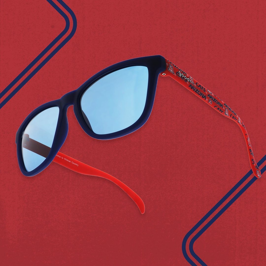 Rare Air Discs Arizona Wildcats polarized sunglasses with "Welcome To Wildcat Country" logo, featuring black frames and tinted lenses.