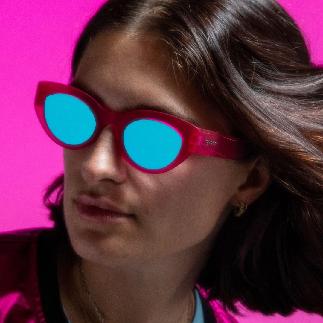 Rare Air Discs "Once In A Pink Moon" polarized sunglasses with pink-tinted lenses, stylish accessories for sunny days.
