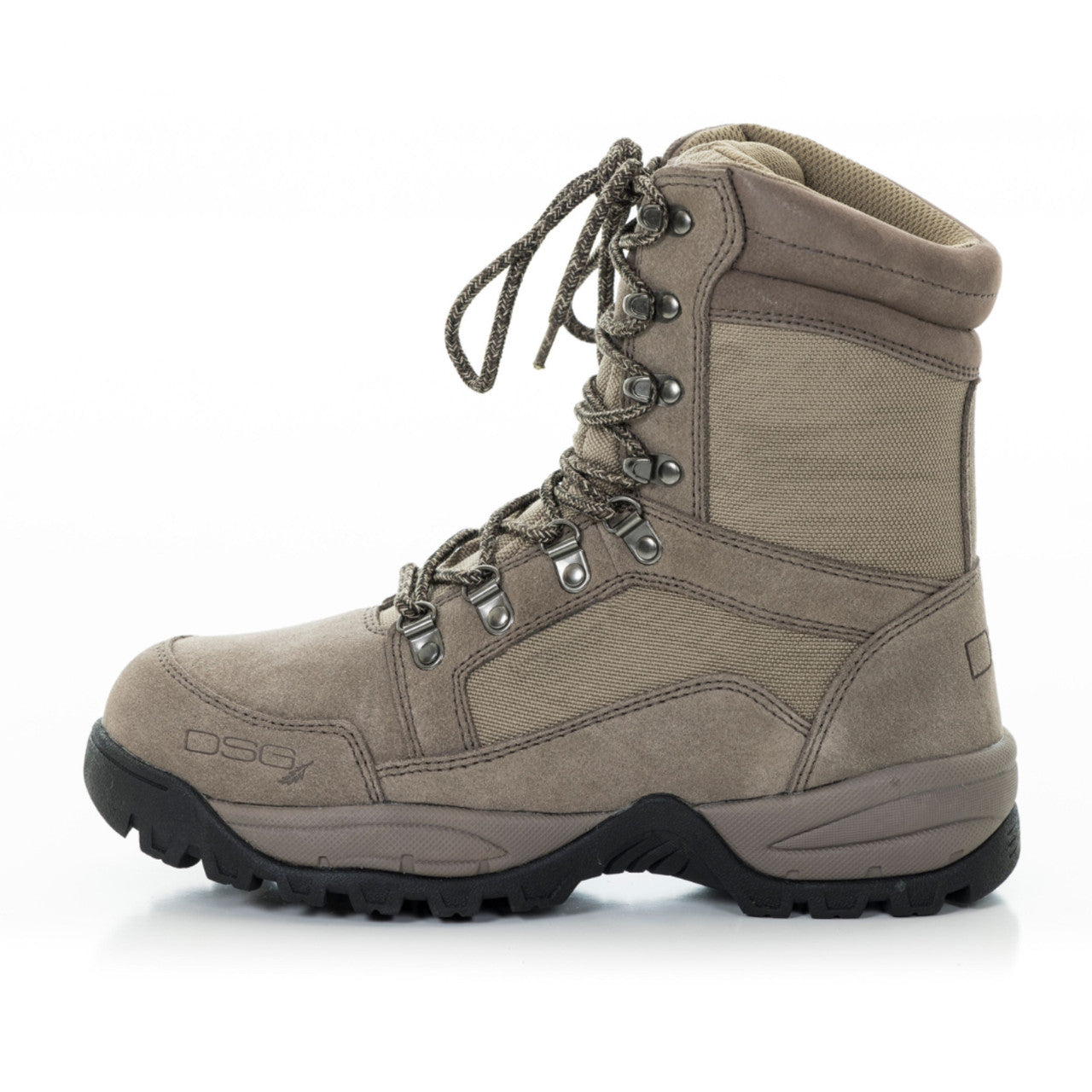Tan nubuck lace-up boot with 600 gram insulation from DSG Outerwear, featuring sturdy sole and classic design.
