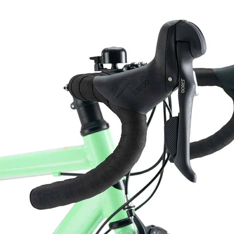 RockBros-US AERIX aluminum road bike with lightweight frame, drop handlebars, and sleek design, suitable for road cycling enthusiasts.