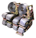 Set of 20 2x16 ft RatchetStrap.Com interior van E-track straps with spring E fittings for secure cargo transportation.