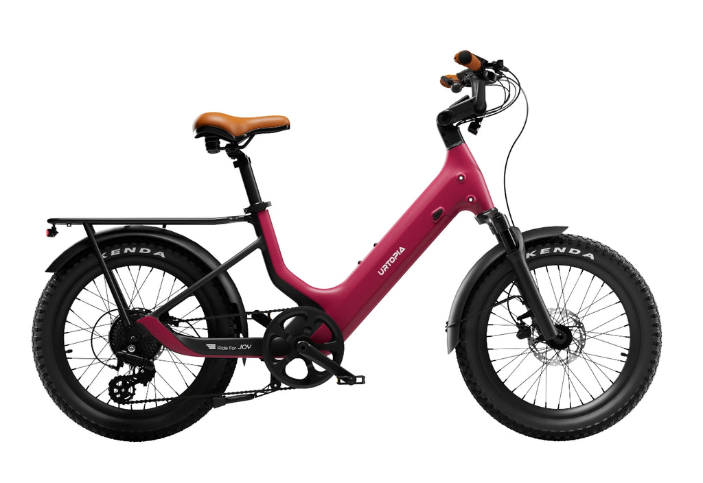 Rex E-Bikes Urtopia Joy Carbon E-Bike with sleek frame and modern design, parked outdoors on a paved path.