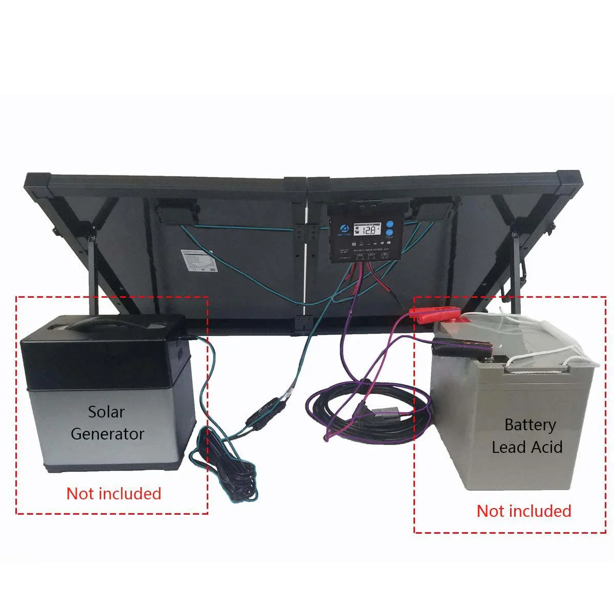 ACOPower 100w 12v Portable Solar Panel kit, Foldable Mono Suitcase, proteusX Waterproof 20A Charge Controller - We The Collective
