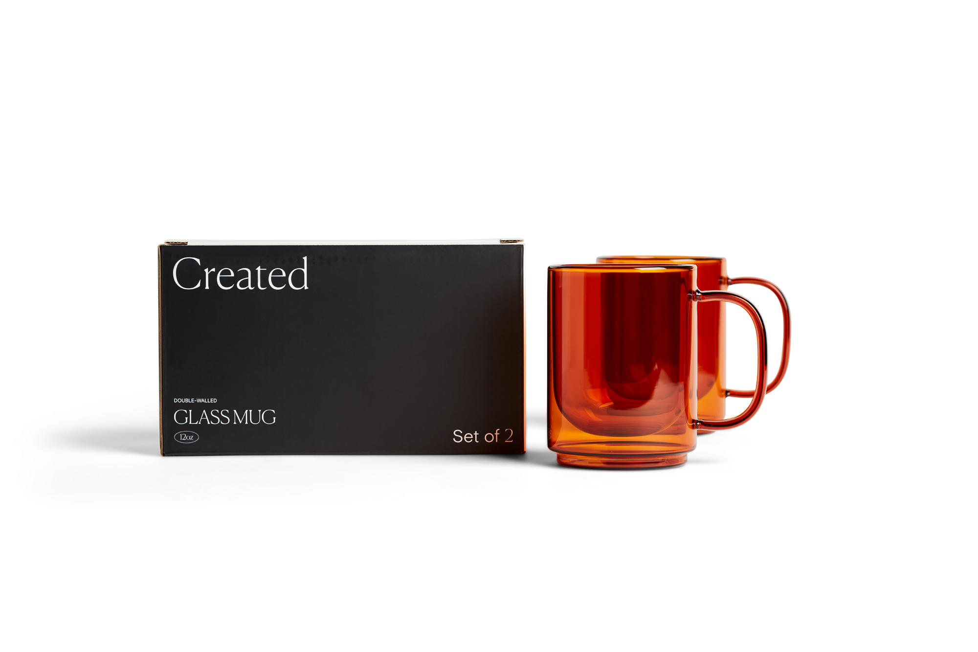 Cove 12oz Glass Mug - Set of 2 - Amber - We The Collective
