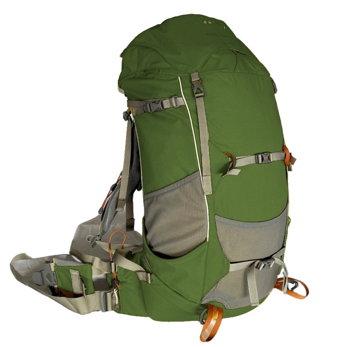 Forest green Light Hiking Gear Aarn Natural Exhilaration backpack, 30, 33, or 36 liters, showing the spacious hiking backpack.