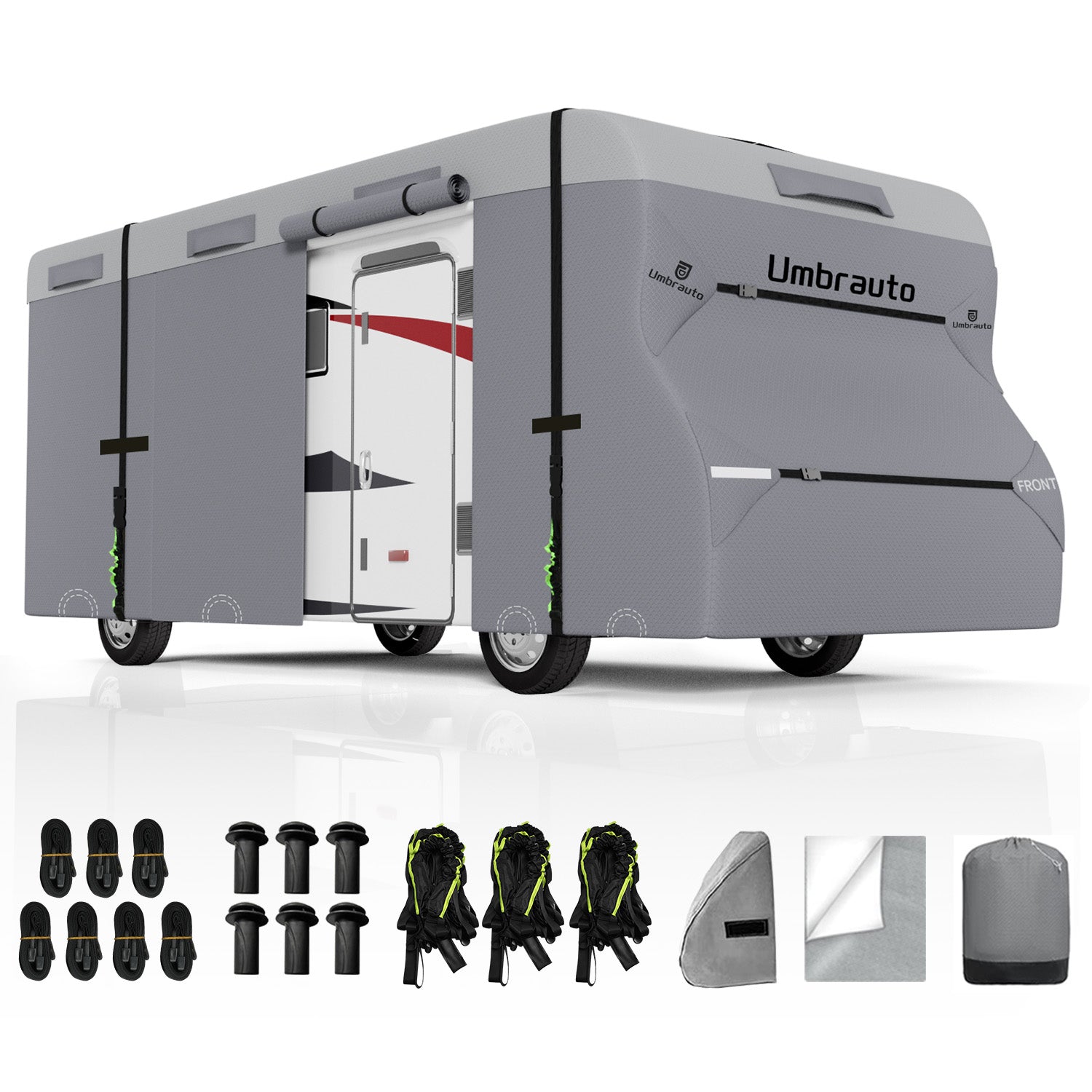 Umbrauto RV Cover Class C Upgraded 7 Layers Anti-UV Top Panel Motorhome Cover,Gray